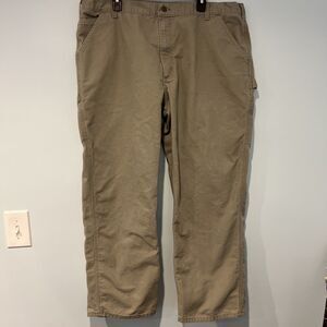 Carhartt Original Dungaree Fit Brown Carpenter Pants Men's Sz 42x30 Stain